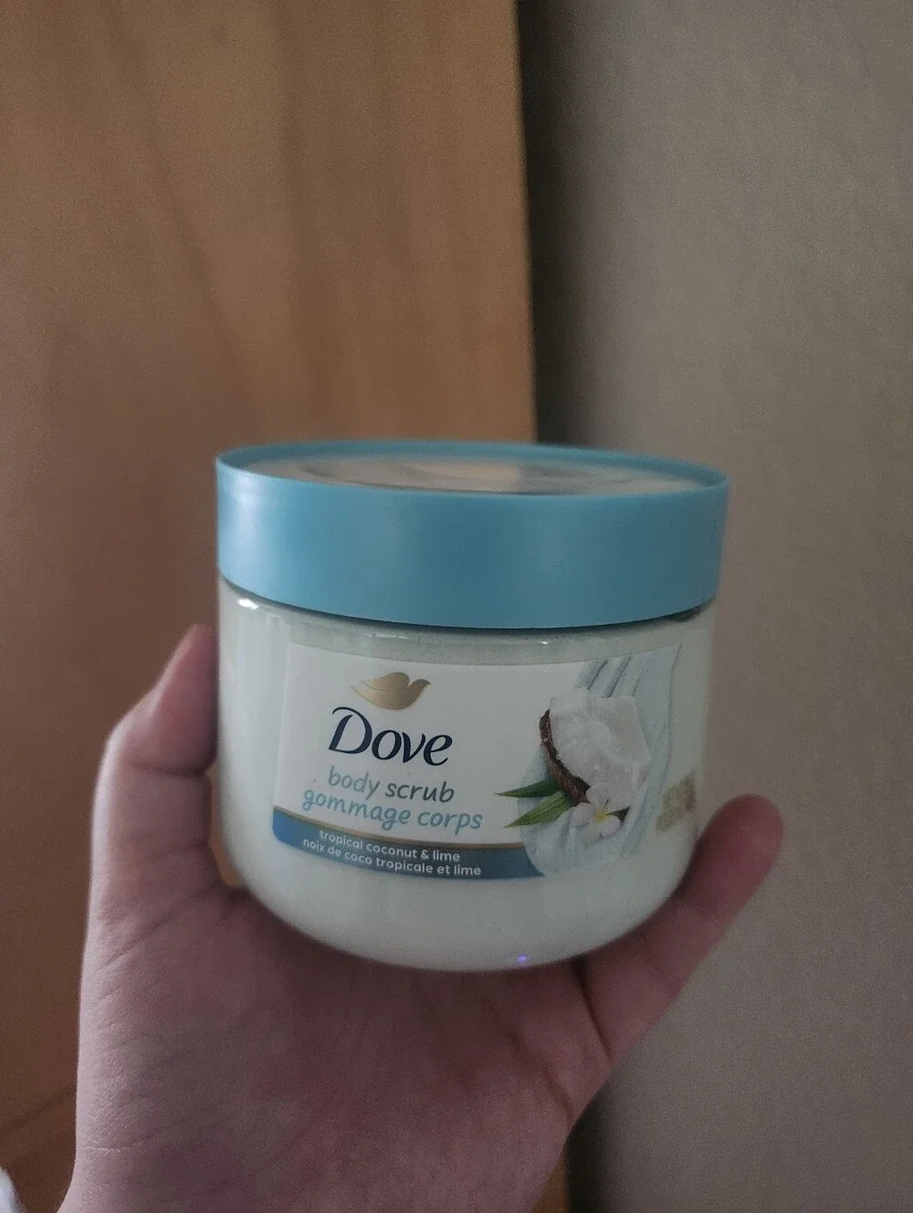 Dove Tropical Coconut & Lime Body Scrub — Light Blue Lid